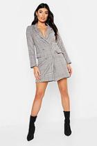 Boohoo Woven Pink Dog Tooth Blazer Dress
