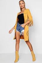 Boohoo Bethany Bonded Suede Laser Cut Tassel Jacket