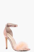 Boohoo Charlotte Feather Trim Two Part Heels