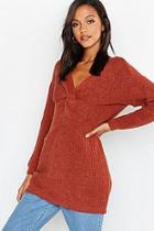 Boohoo Twist Front Longline Sweater