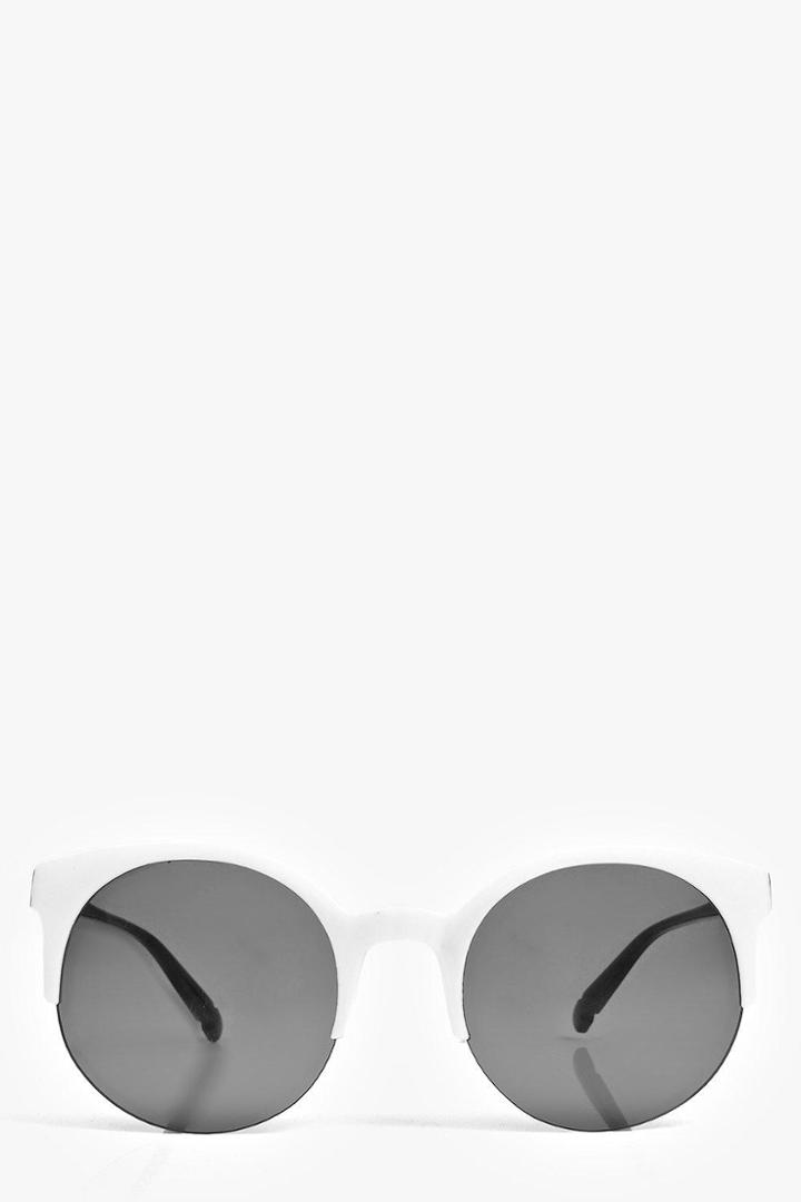 Boohoo Lola Round Half Frame Round Fashion Glasses White