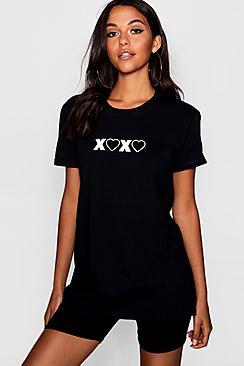 Boohoo Kisses & Hearts Tee