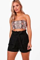 Boohoo Plus Molly Utility Tie Waist Woven Short