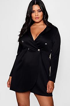 Boohoo Plus Darcy Scuba Button Detail Blazer Dress