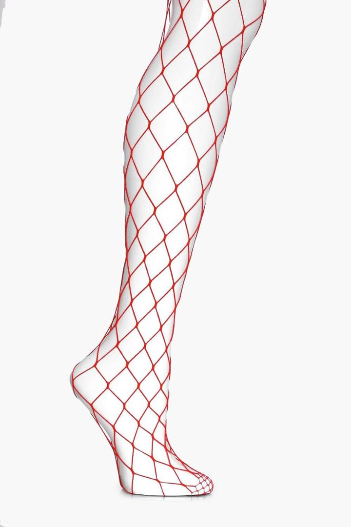 Boohoo Freya 2 Pack Coloured Fishnet Tights Red
