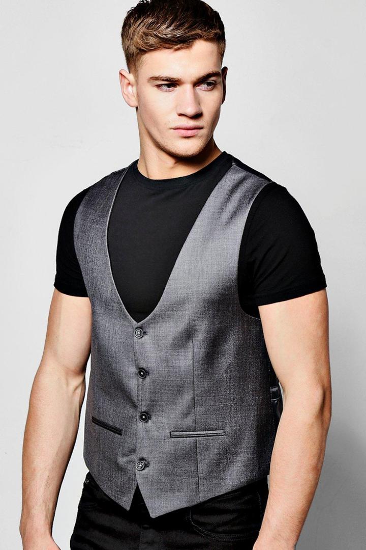 Boohoo Slim Fit Waistcoat Grey