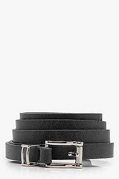 Boohoo Erin Metal Tipped Pu Skinny Belt