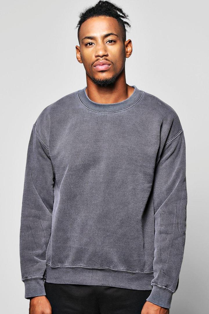 Boohoo Oversized Washed Sweatshirt Charcoal