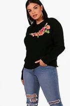 Boohoo Plus Katie Embroidered Front Jumper