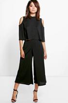 Boohoo Faith Crepe Layered Culottes Black