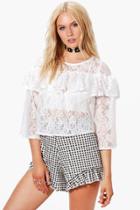 Boohoo Lucy Lace Ruffle Top White