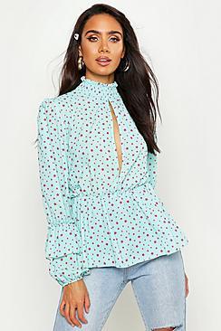 Boohoo Woven Star Plunge Blouse
