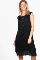 Boohoo Alice Crinkle Sleeveless Midi Dress Black
