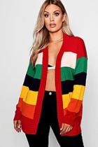 Boohoo Plus Lucy Rainbow Stripe Cardigan