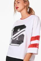 Boohoo Lola Mesh Insert Oversized Baseball T-shirt