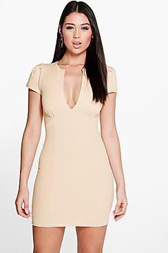 Boohoo Billie V Neck Cap Sleeve Bodycon Dress