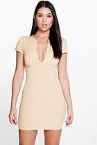 Boohoo Billie V Neck Cap Sleeve Bodycon Dress