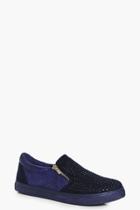 Boohoo Neve Diamante Stud Skater Navy