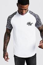 Boohoo Bm Embroidered Paisley Sleeve Print T-shirt