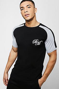 Boohoo Raglan Bm Curved Hem Tee