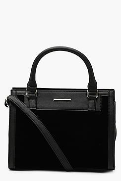 Boohoo Suedette & Pu Mini Tote Cross Body