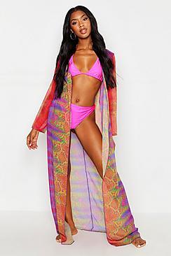 Boohoo Rainbow Snake Maxi Beach Kimono