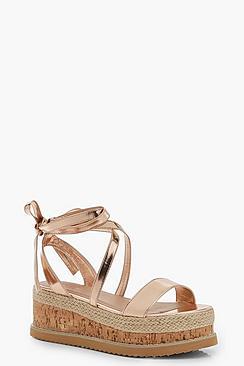 Boohoo Wrap Strap Flatform Sandals