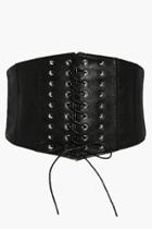 Boohoo Aimee Studded Lace Up Corset Belt Black