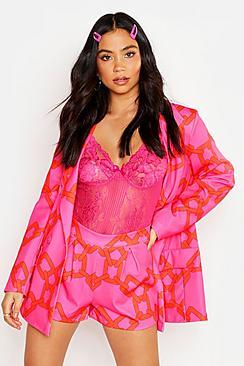 Boohoo Chain Print Tailored Shorts