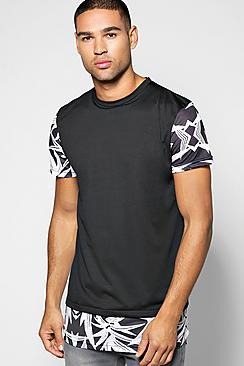 Boohoo Longline Printed Extended Hem T Shirt