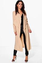 Boohoo Erin Premium Woven Waterfall Duster Stone