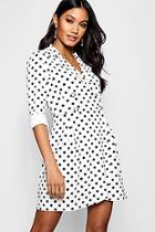 Boohoo Pia Polka Dot Blazer Style Shift Dress