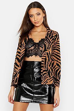 Boohoo Tall Zebra Print Blazer
