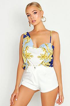 Boohoo Satin Chain Print Cowl Cami