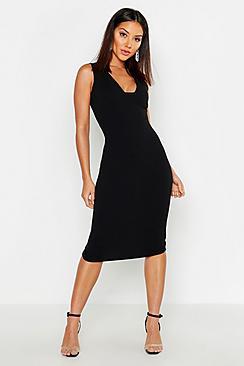 Boohoo Plunge Bust Detail Midi Dress