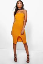 Boohoo Neve Lace Choker Bandeau Midi Dress Turmeric