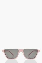 Boohoo Pale Pink Flat Top Half Frame Sunglasses