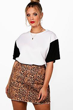 Boohoo Plus Penny Contrast Sleeve Sweat Top