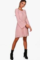 Boohoo Polly Pleated Shift Dress