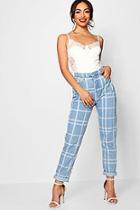 Boohoo Sophie Check Print Mom Jeans