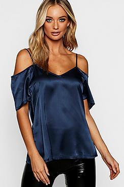Boohoo Satin Cold Shoulder Cami