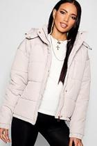 Boohoo Rose Gold Trim Puffer Jacket