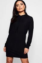 Boohoo Freya Oversized Hooded Rib Knit Dress