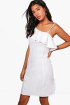 Boohoo Lucia Ruffle Detail One Shoulder Shift Dress
