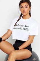 Boohoo Fit Beverly Hills Cropped Gym Tee