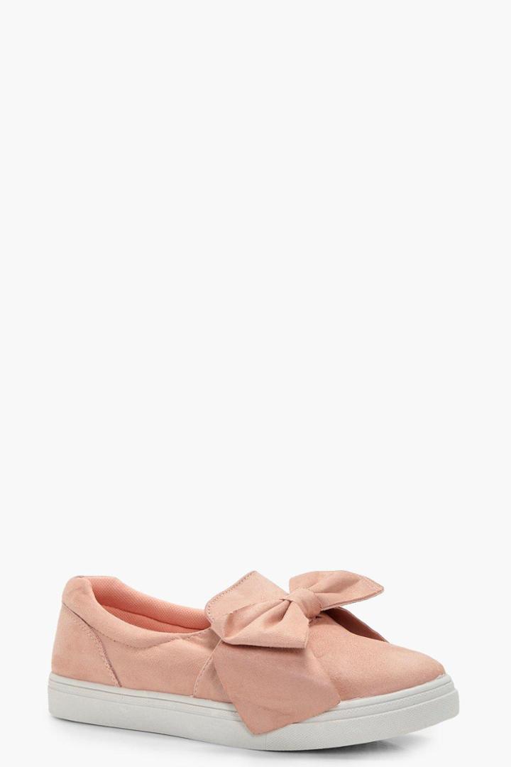 Boohoo Mia Bow Detail Skater Blush