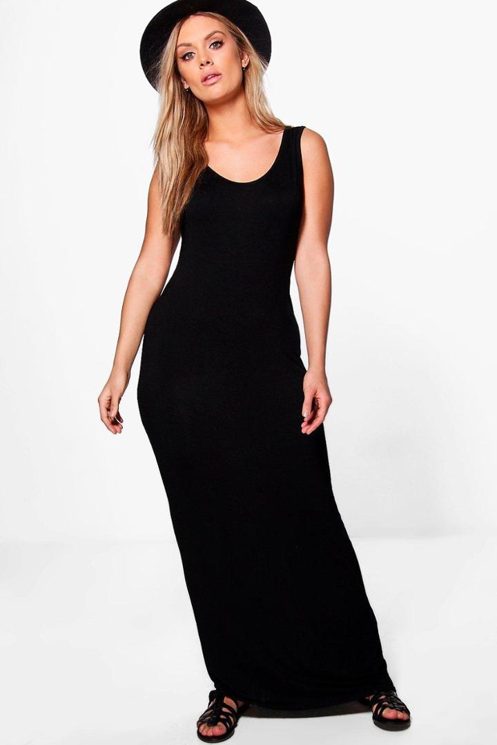 Boohoo Plus Sarah Scoop Neck Maxi Dress Black