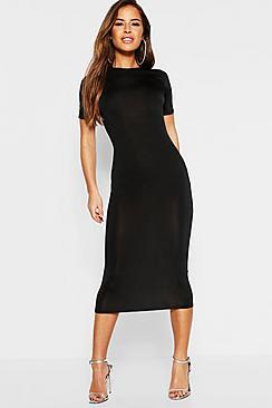 Boohoo Petite Slinky Disco Cap Sleeve Bodycon Dress