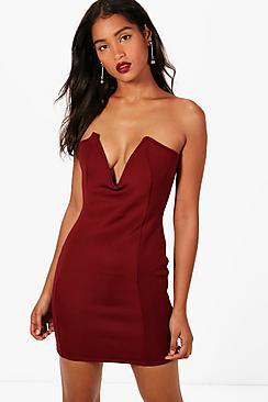 Boohoo Deep Plunge Bodycon Mini Dress