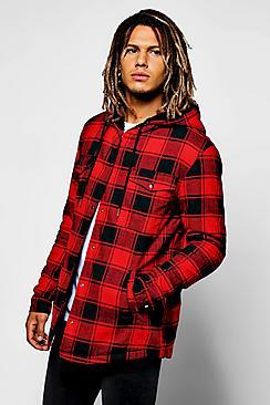Boohoo Check Borg Lined Hoodie